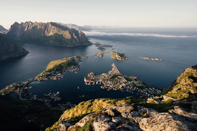 a landscape po with the ocean and mountains