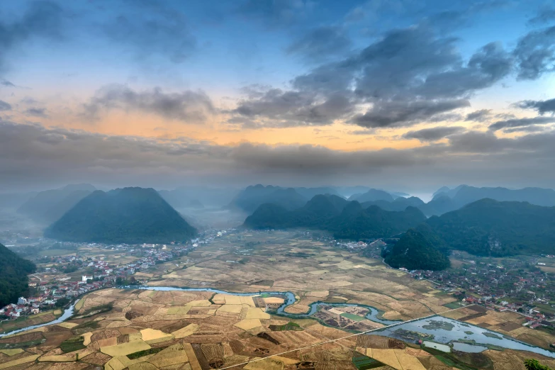 an aerial s of a landscape with mountains