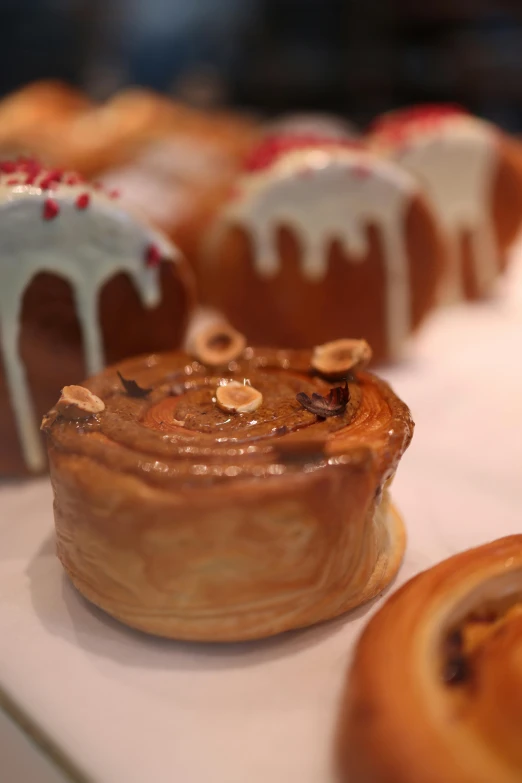 various desserts that are being displayed together