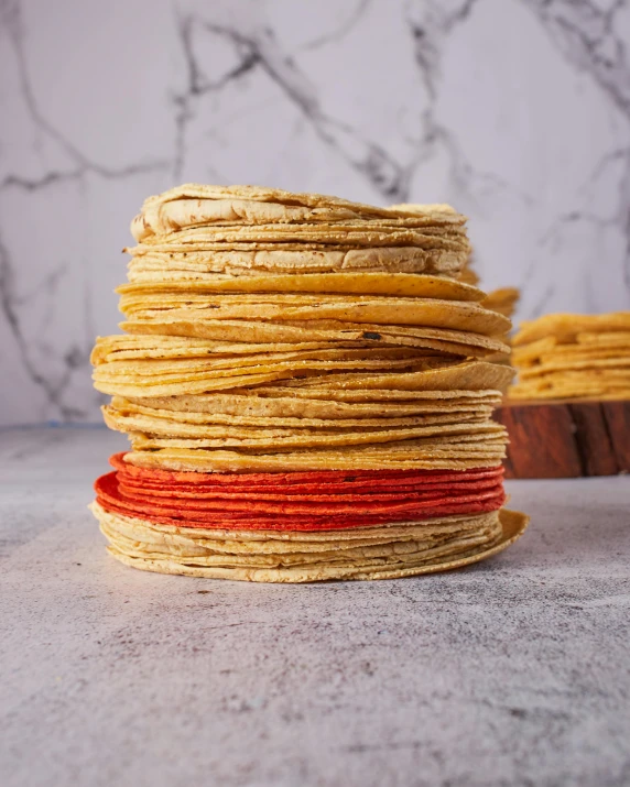 stack of round, colorful and handmade cookies