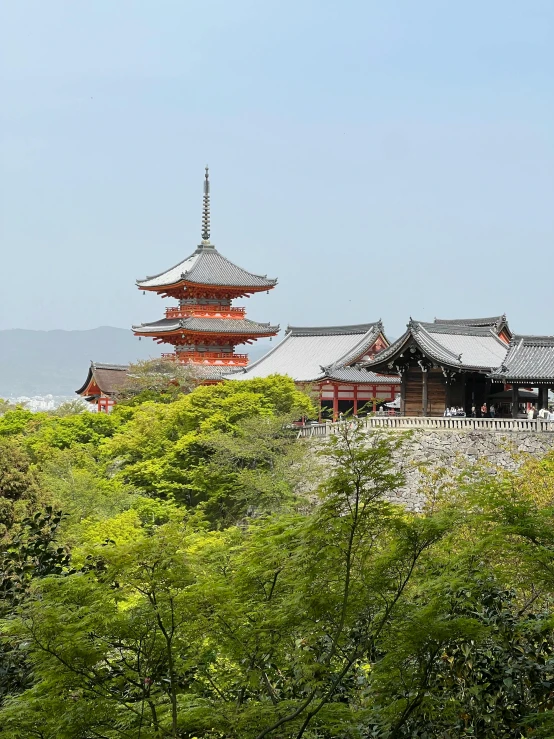 pagoda type structure in the middle of a forest