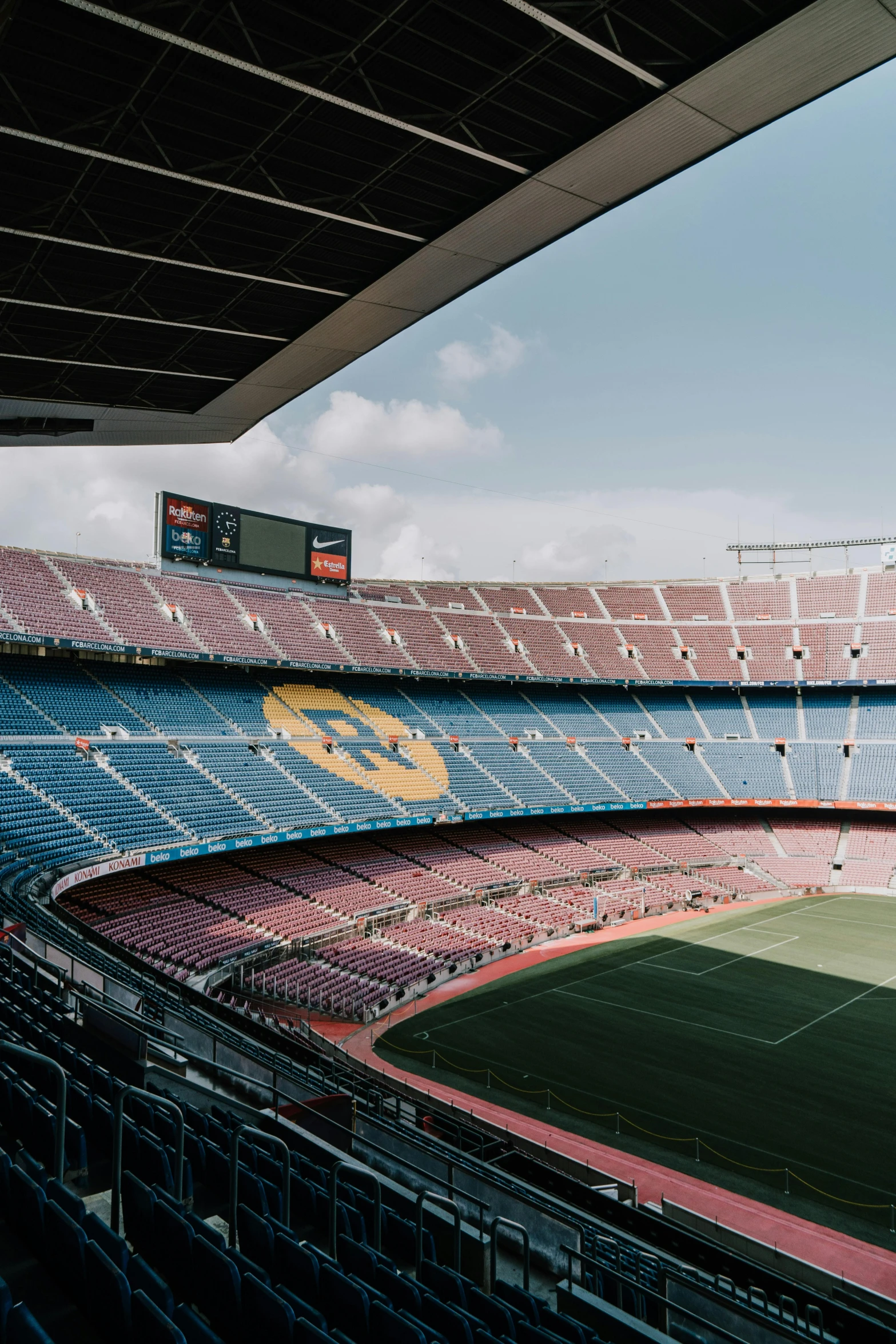 an empty stadium during a sunny day