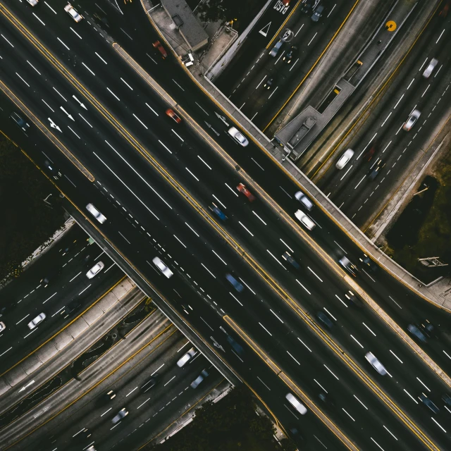 an overhead view of traffic on the highway