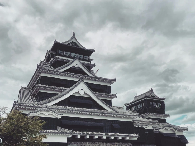 an image of a very tall building in the cloudy sky