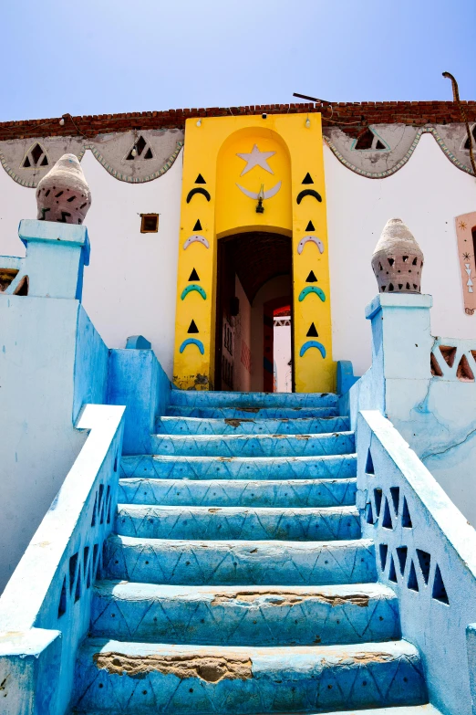 a staircase made up of some different colored blocks