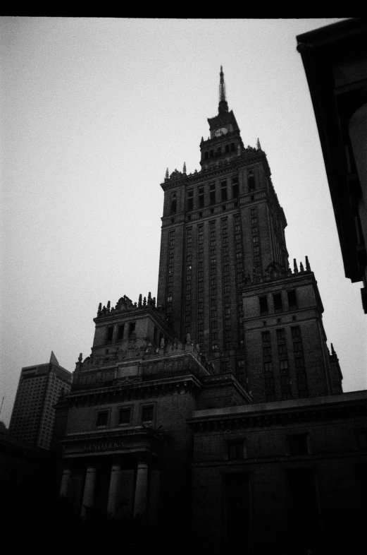 an image of a building taken from below