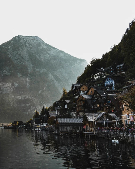 an old village on the bank of the water