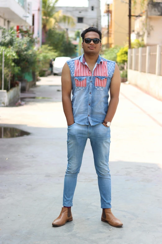 a young man posing in an urban setting