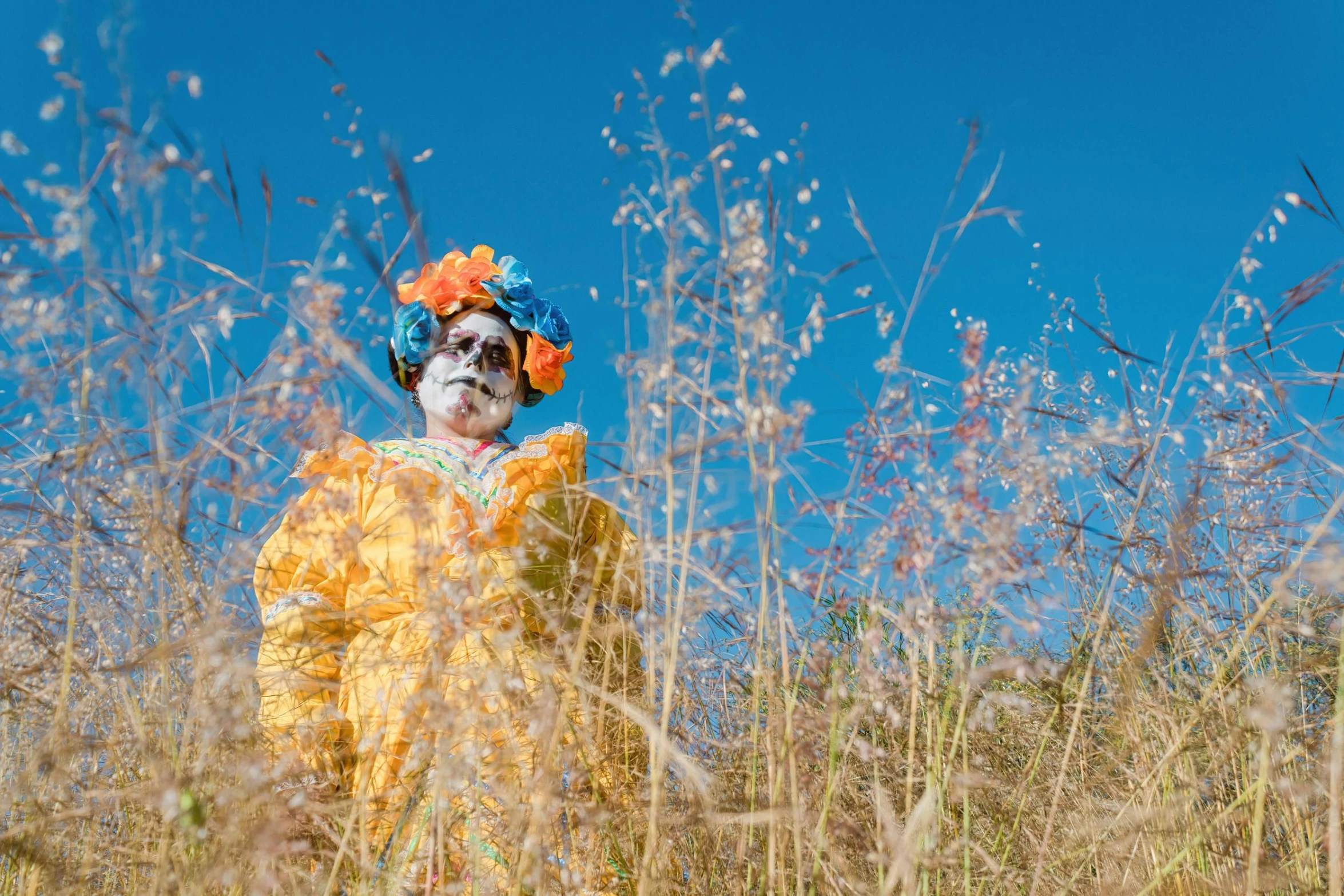 a person in a field with some kind of grass