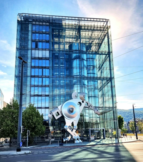 an artistic po of a large glass building