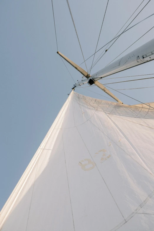 the side view of a sail that is upside down