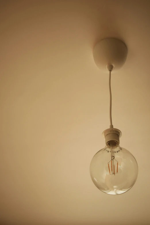 a light bulb hanging from the ceiling in a room