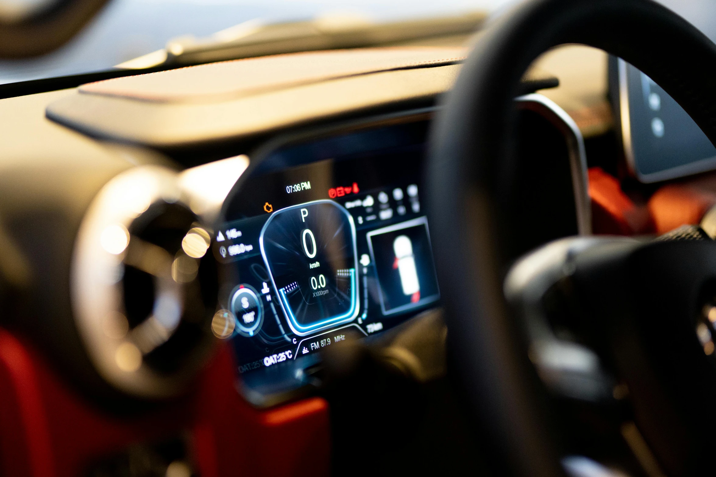 an image of the dashboard of a car with navigation and ons