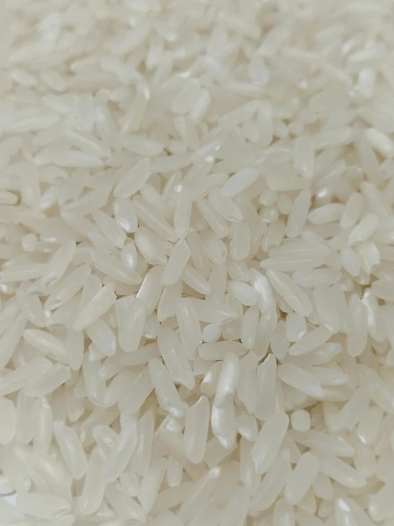 white rice and other food are seen in this closeup image