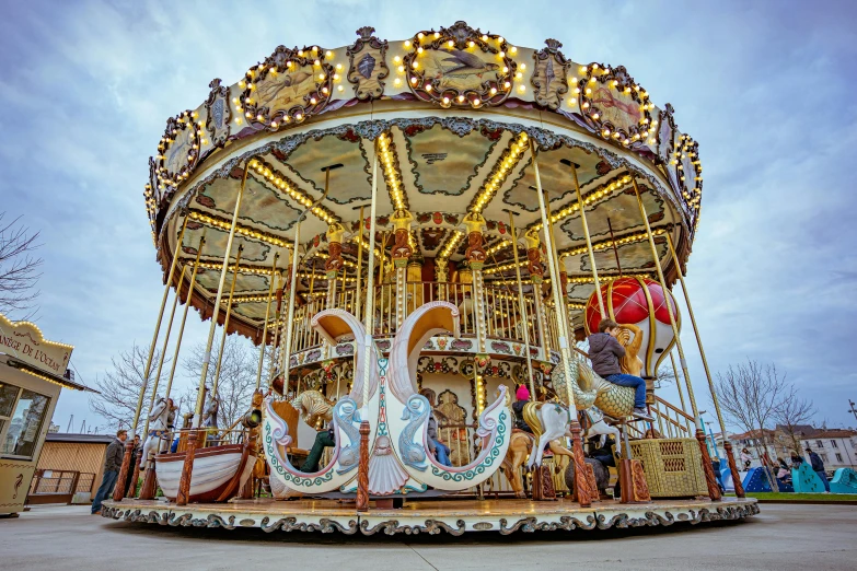 the carousel has many colorful items on it