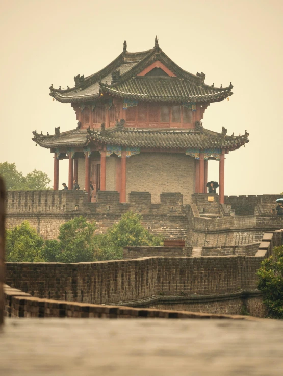 the chinese structure has many elaborate designs on it