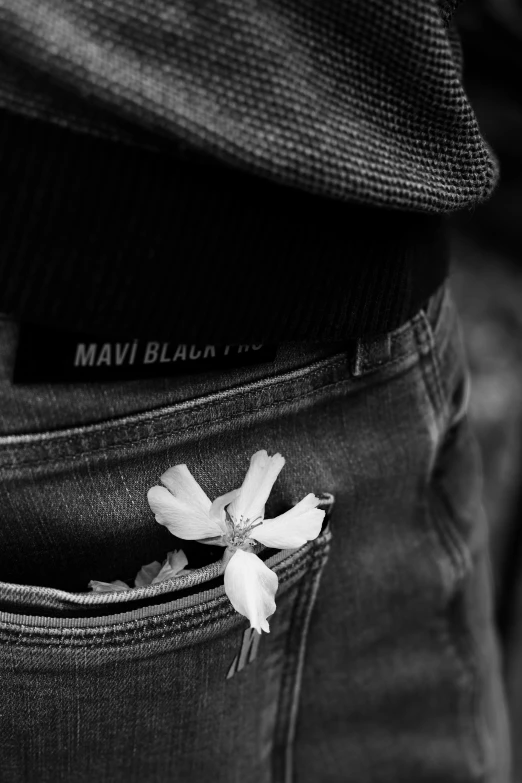 a man with a flower on his waist