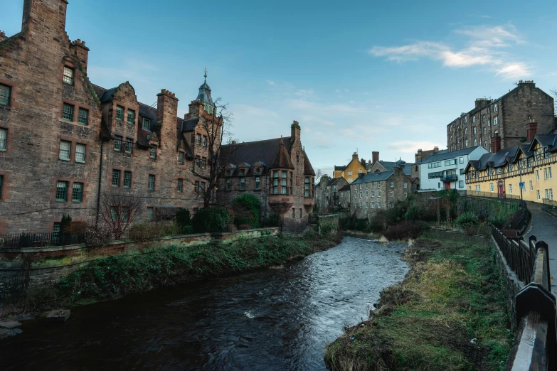 the view of a river runs through town