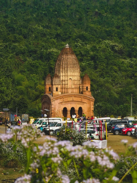 the old temple stands in a mountainous area of the valley