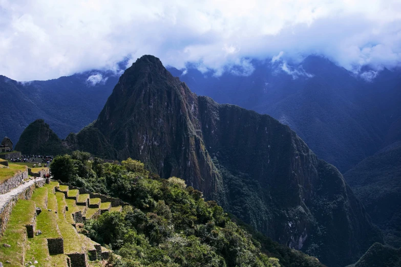 a view of an outdoor area with mountains in the distance