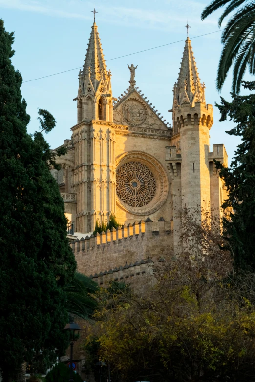 a large building with a massive round window