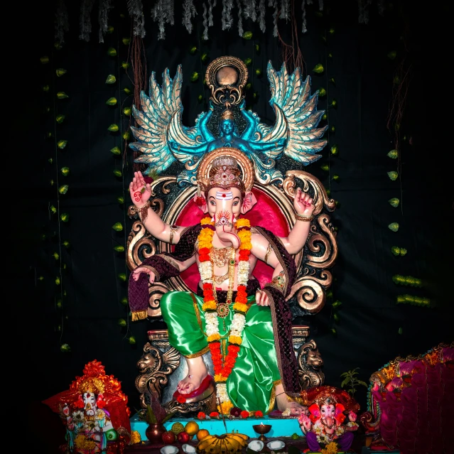 there is a statue of lord ganesh in the temple