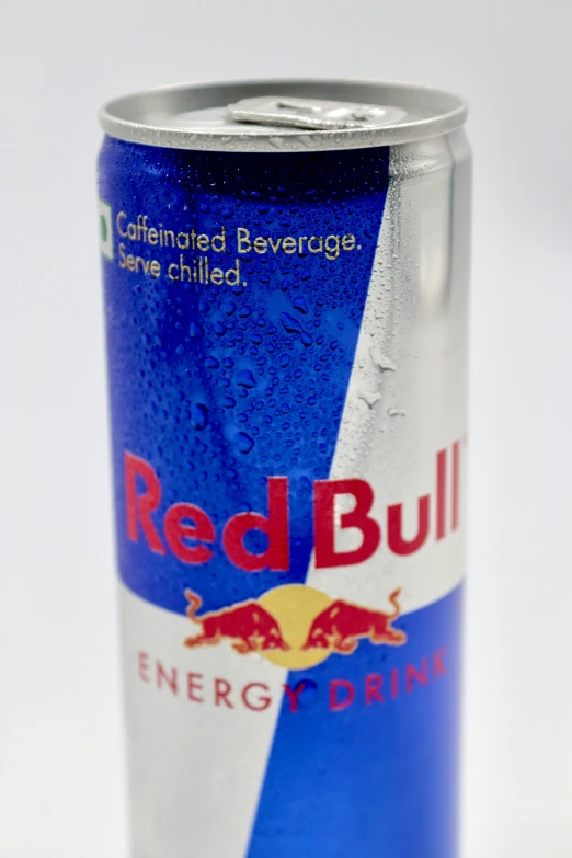 a red bull energy drink on a white background