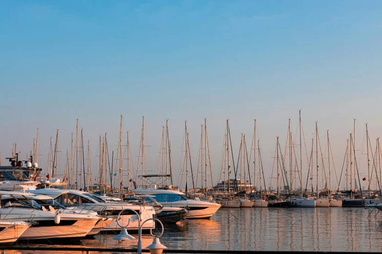 there is a large amount of boats parked at this marina