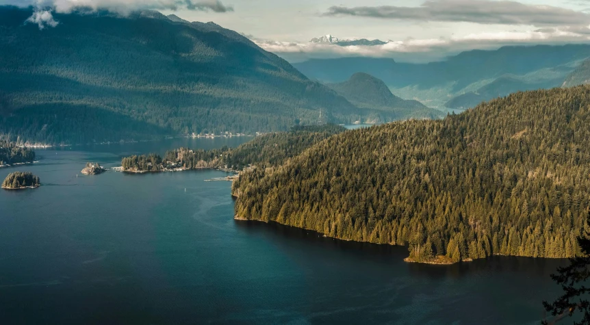 two large lakes surrounded by lush green forest