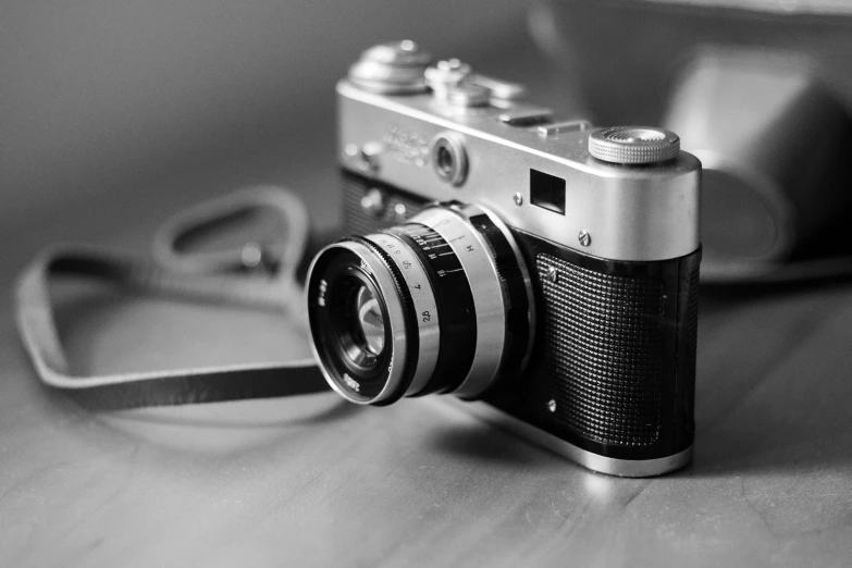 this is a vintage camera sitting on a table