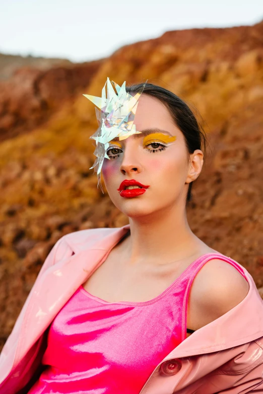 a beautiful lady with a flower on her head