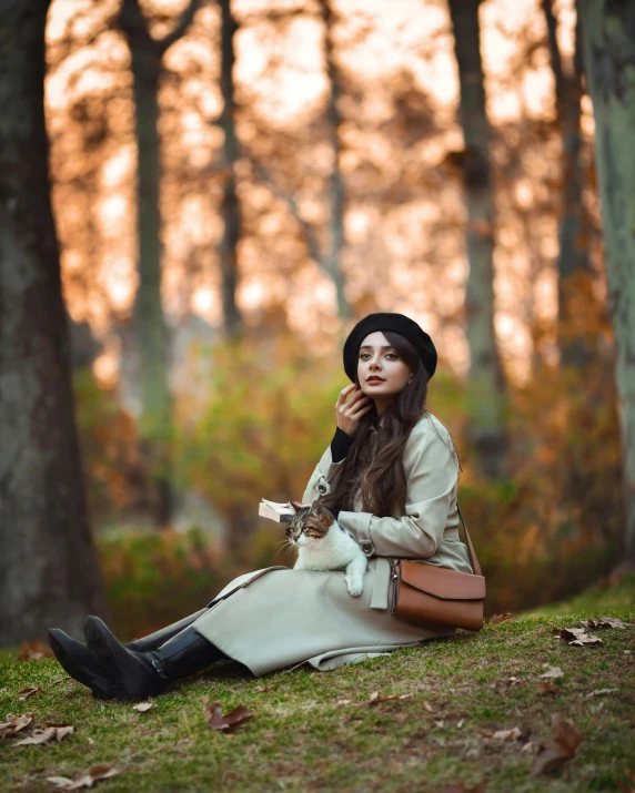 a woman in the woods smoking on her cigarette