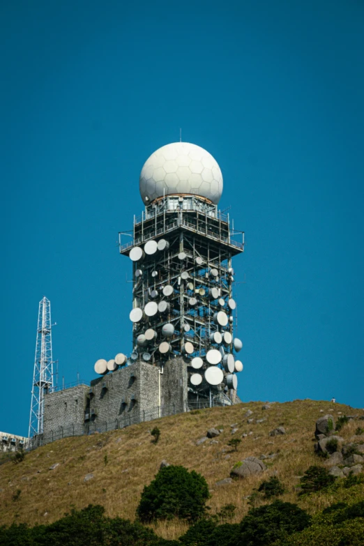 some antennas sitting on top of a tower