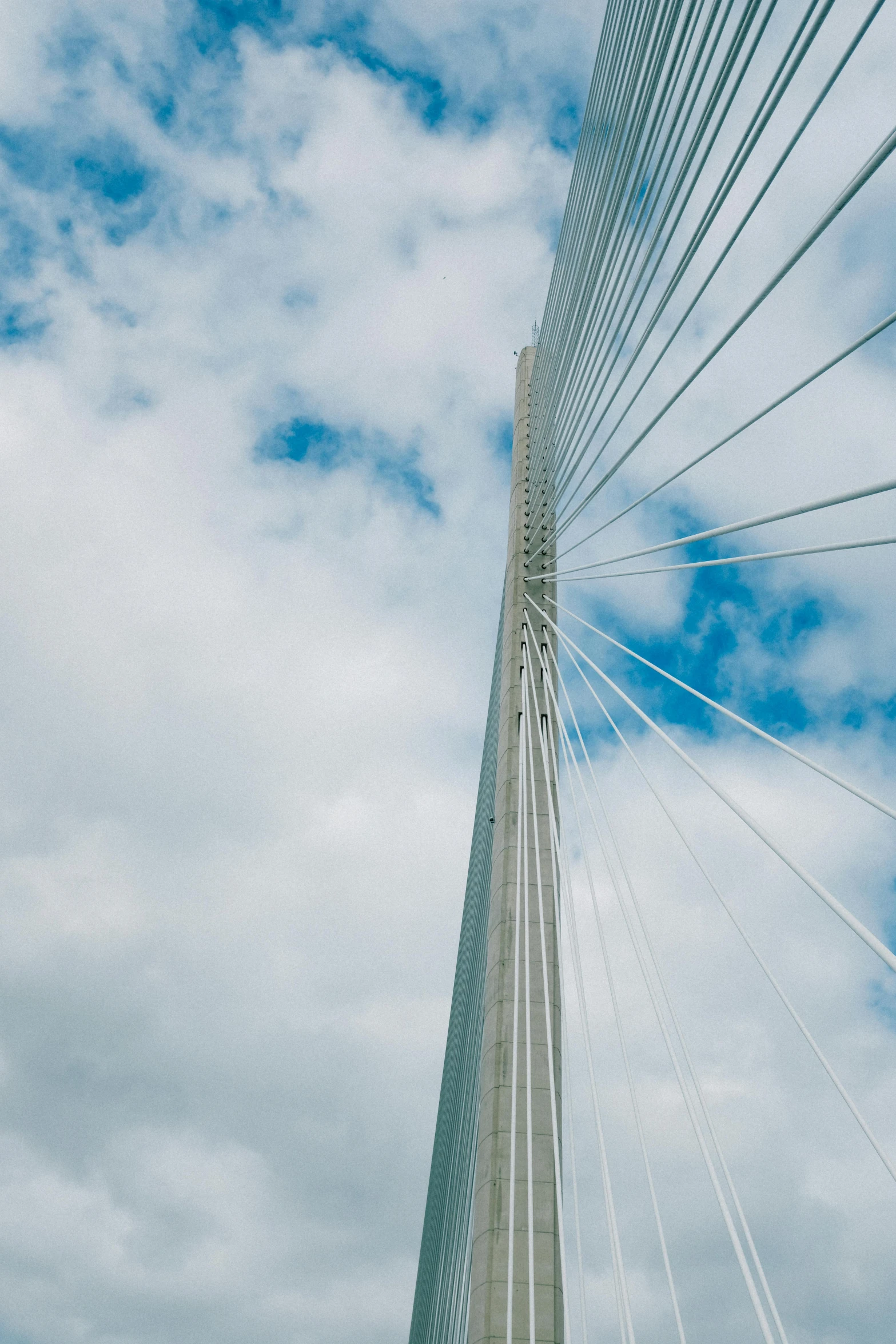 the cables in the sky are high above