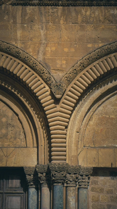 a view of the doorways and windows inside a large building