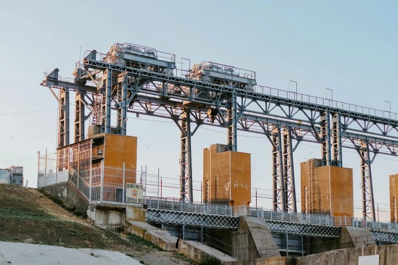 the bridge is made up of steel steel beams and beams