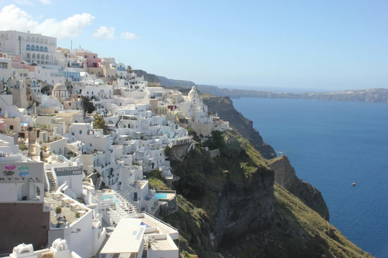 a large city on top of a steep cliff next to the ocean