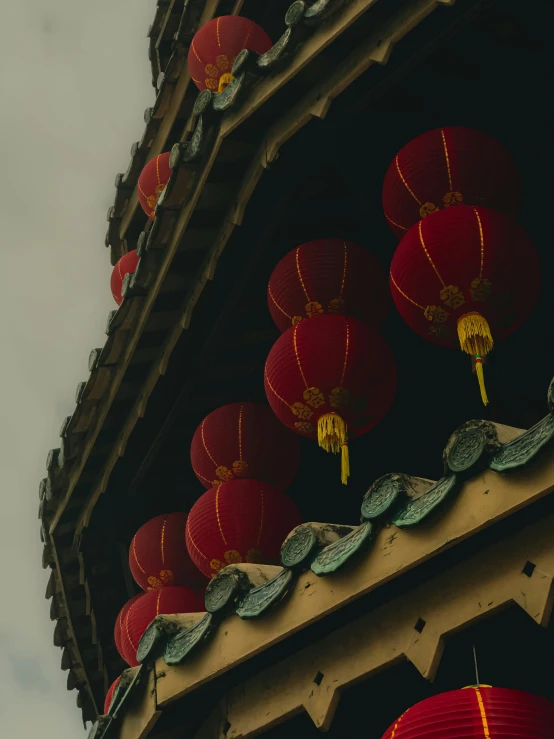 red oriental decorations on a building in china