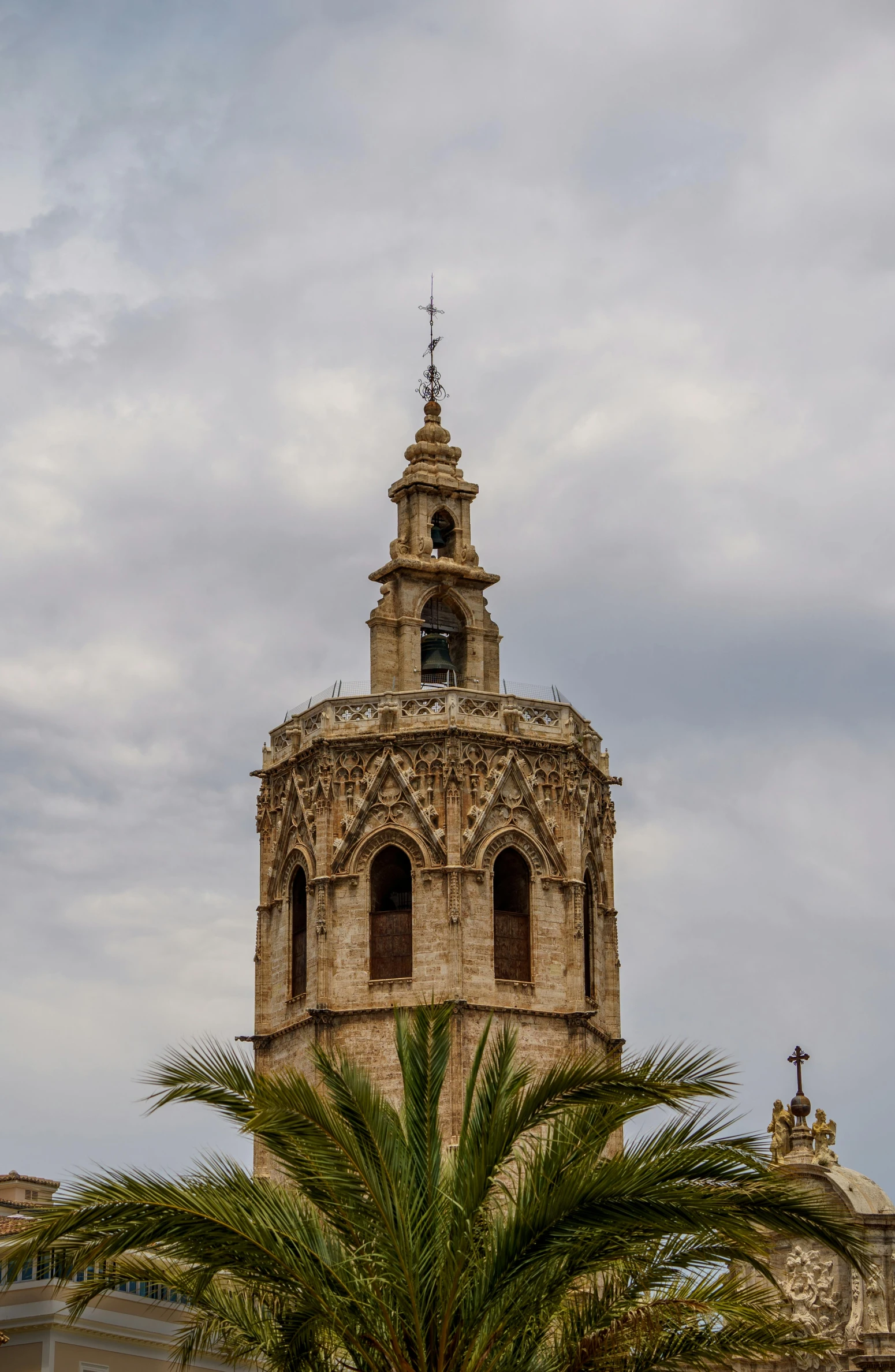 the bell tower is set high above the trees