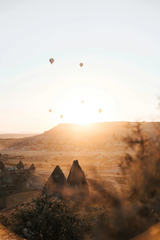 the view of  air balloons being flown in the sky