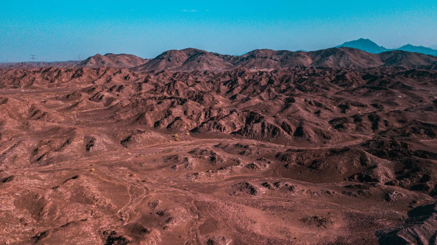 a very high altitude view of some desert land