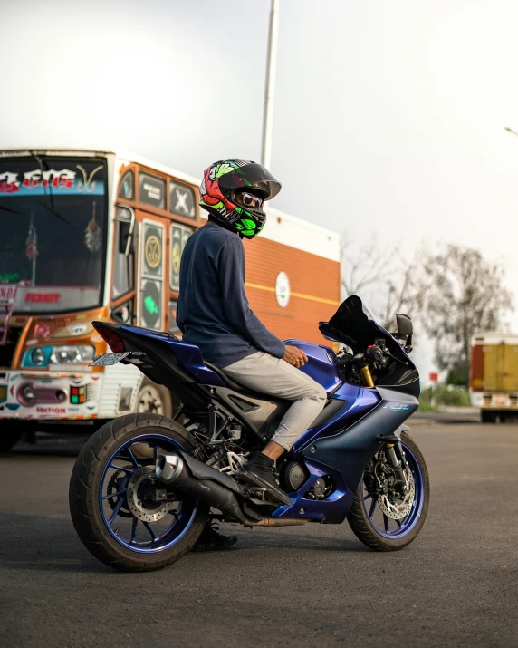 a man in a helmet is riding his motorcycle