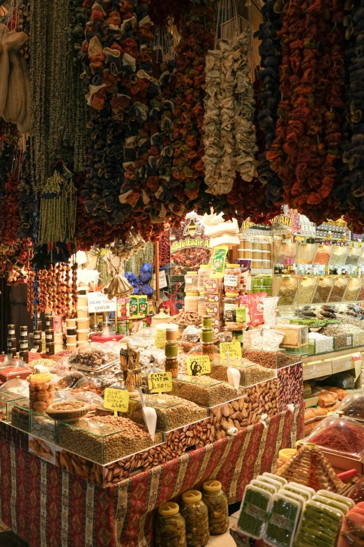 a fruit market is filled with lots of fresh fruits