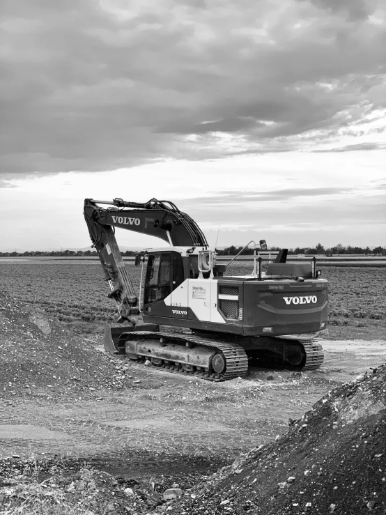 a black and white po of a small tractor