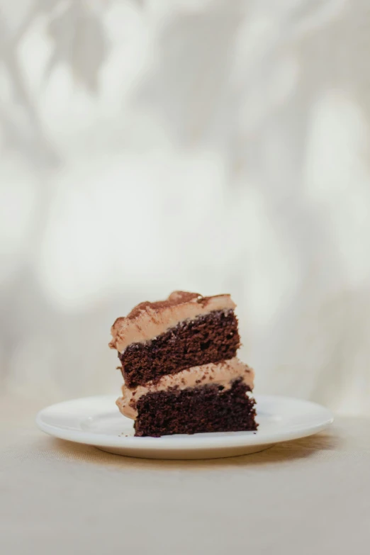 one half of a chocolate cake has been cut in pieces on a white plate