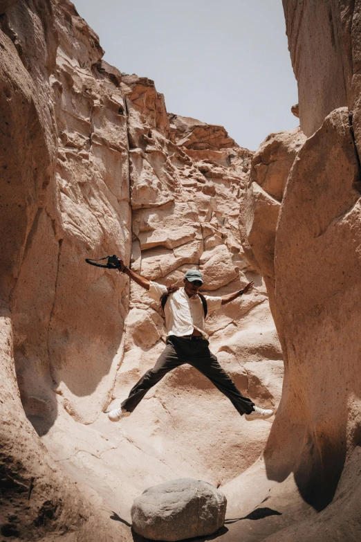 an image of a man performing the desert action