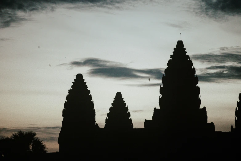 several small spires against a dusk sky