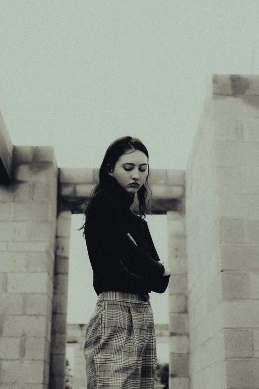 a person standing on some stairs looking down