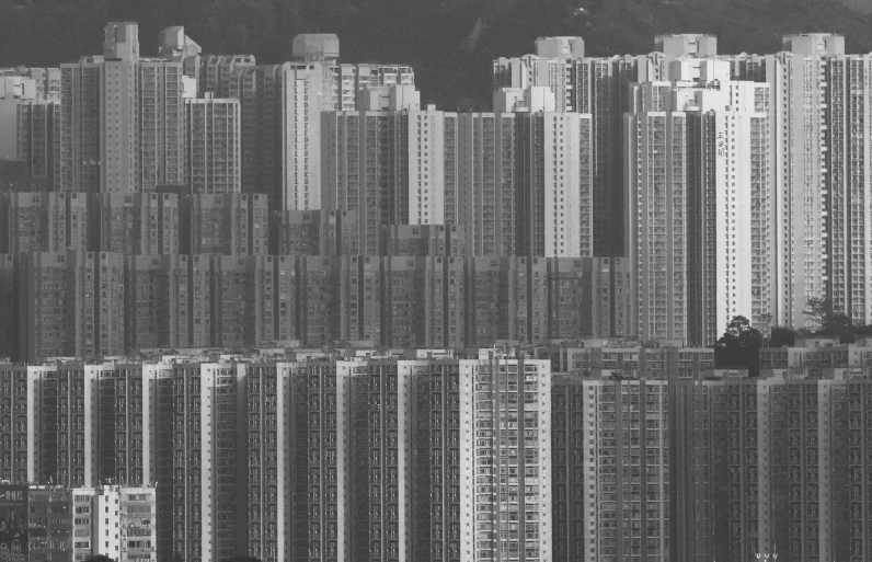 black and white po of large skyscrs in china