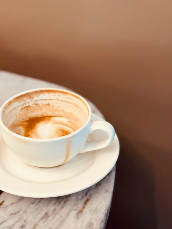 a cup of coffee is on a saucer